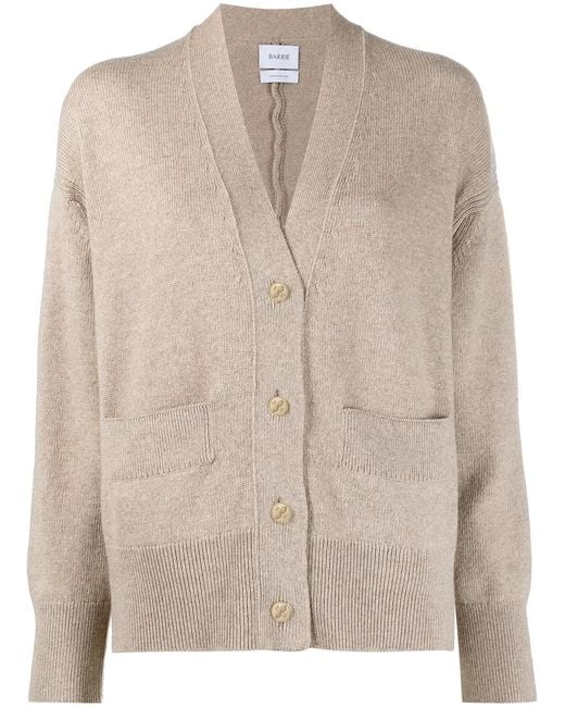 Barrie Natural Rib-Detail Cashmere Cardigan