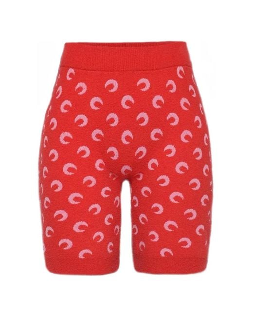 MARINE SERRE Red Moon Jacquard Bouclette Shorts