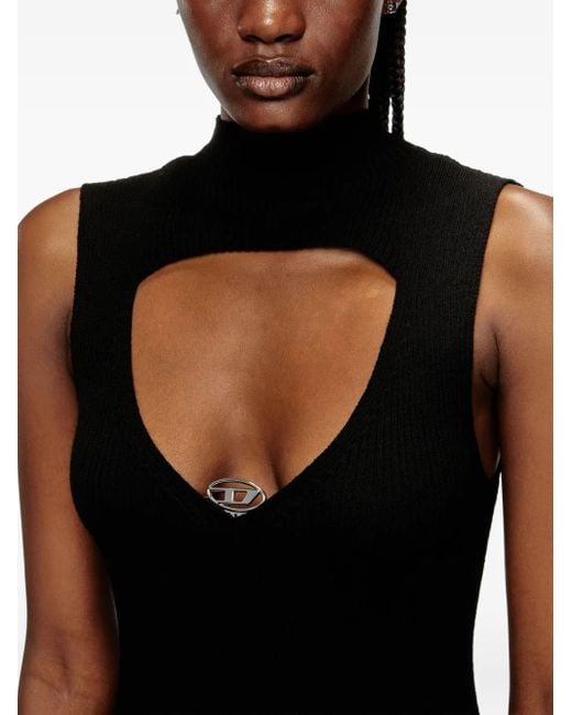 DIESEL Black M-Oloni-Short Keyhole-Neck Ribbed Mini Dress