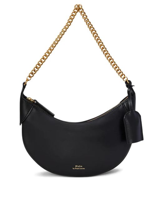 Polo Ralph Lauren Black Small Logo-Stamp Leather Cross Body Bag