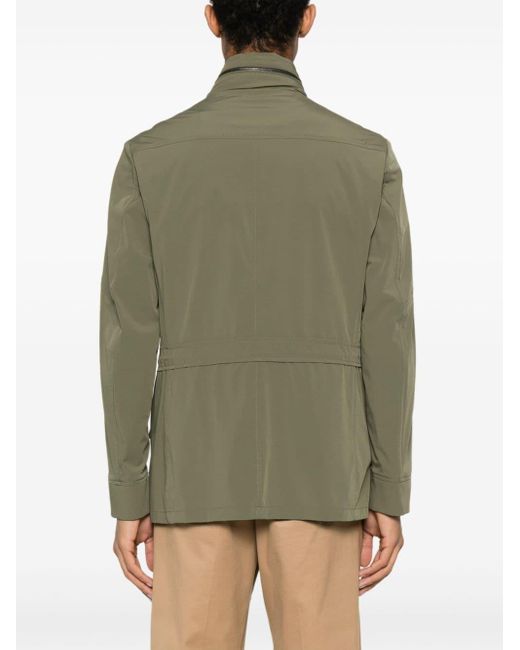 Moorer Green High-neck Concealed-hood Jacket for men