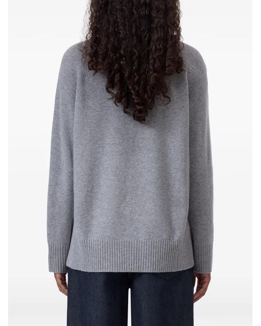 Closed Gray Side-Slit Crew-Neck Sweater
