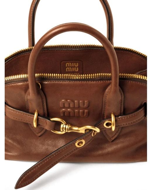 Miu Miu Brown Aventure Nappa Leather Top-Handle Bag