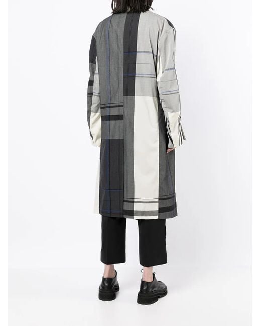 Y's Yohji Yamamoto Multicolor Einreihiger Mantel Mit Karomuster