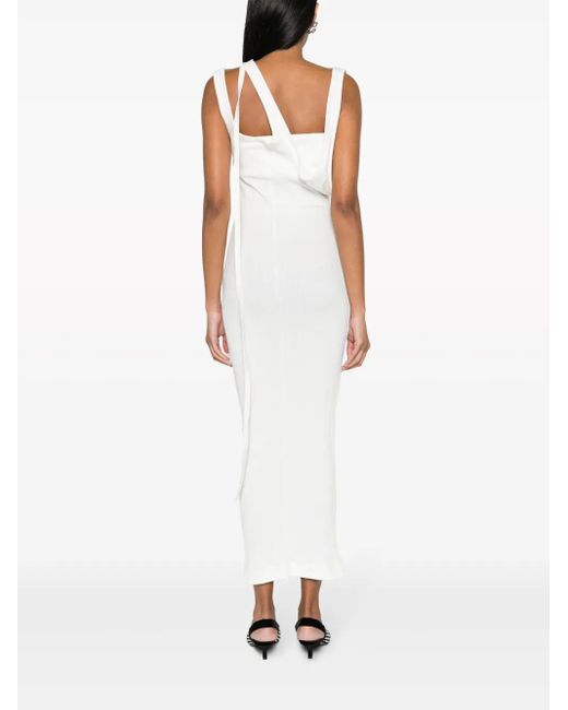 The Attico White Ribbed Jersey Midi Dress