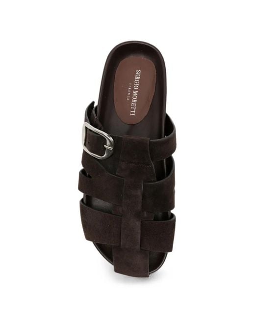 SERGIO MORETTI FIRENZE Black Buckle-Fastening Caged Sandals