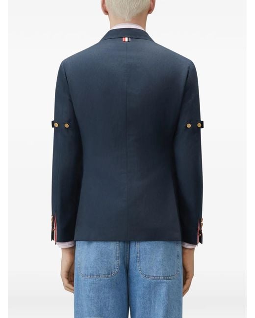 Thom Browne Blue University Stripe Double-Breasted Jacket for men