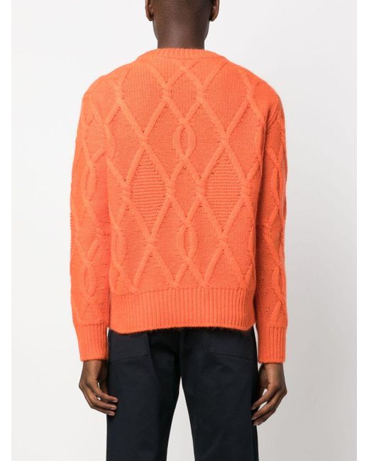 Moncler Orange Logo-patch Knitted Jumper for men