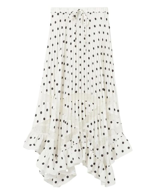 Claudie Pierlot White Polka Dot Pleated Skirt
