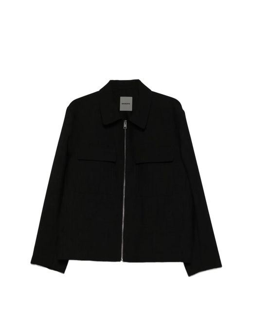 Sandro Black Zip-Fastening Pocket Jacket for men
