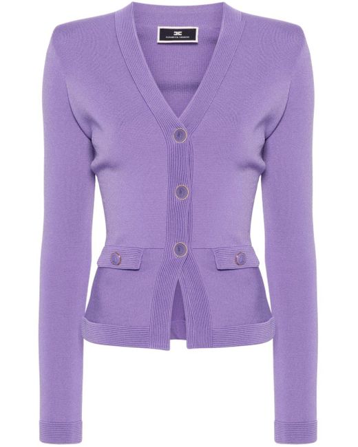Elisabetta Franchi Purple Fitted Knitted Cardigan