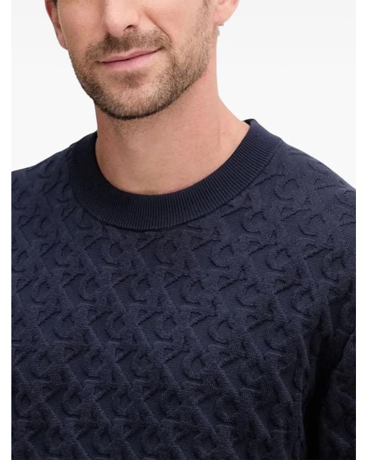 Calvin Klein Blue Monogram-Pattern Sweater for men