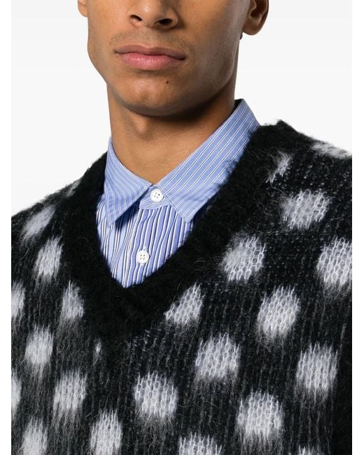 Marni Black Polka-Dot Brushed-Knit Vest for men