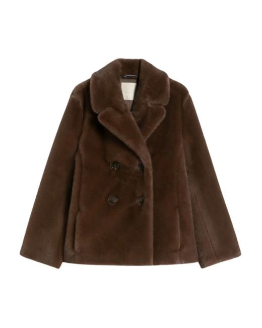 Max Mara Brown Double-Breasted Collar Jacket