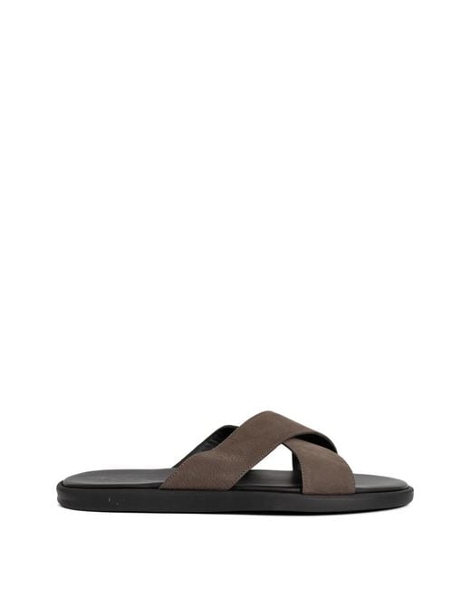 Doucal's Brown Criss-Cross Sandals for men