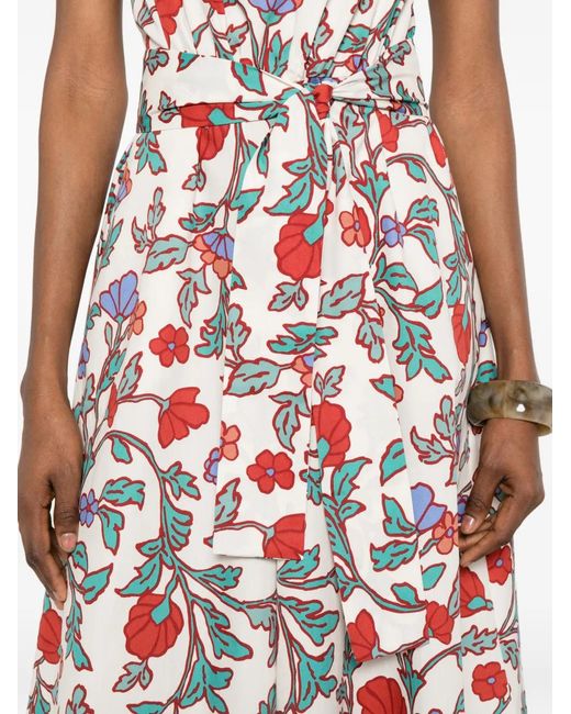 Pennyblack White Floral-Print Belted Midi Dress