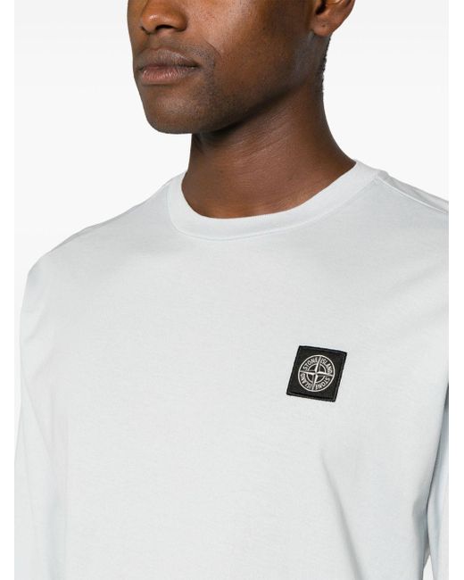 T-shirt con applicazione Compass di Stone Island in White da Uomo