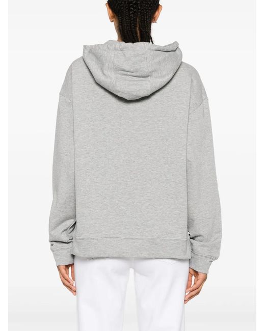 Twinset Gray Logo-Plaque Hoodie