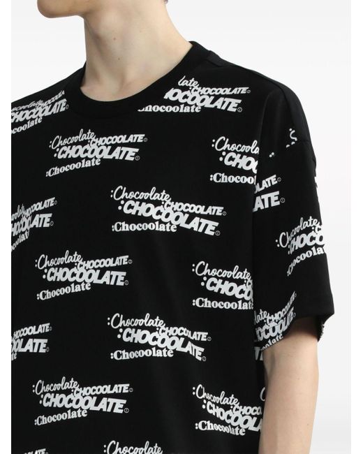 Chocoolate Black Logo-print Cotton T-shirt for men