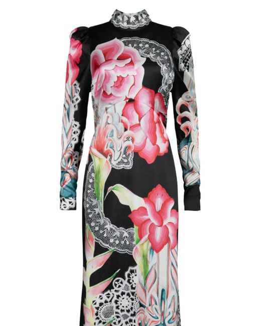 Temperley London White Cici Floral-Lace Print Maxi Dress