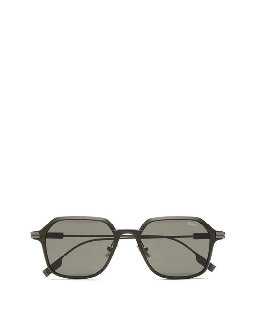 Zegna Gray Octagonal-Frame Sunglasses for men