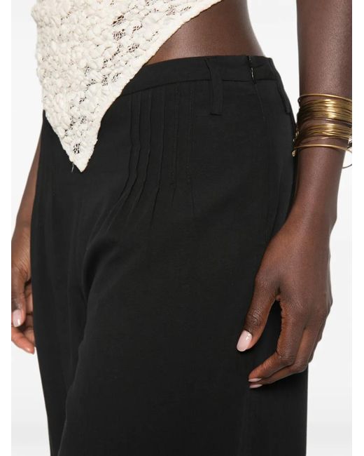 Sir Black Beatrice Pleated-Detailing Wide-Leg Trousers