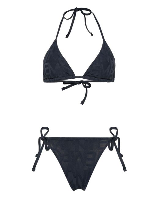Emporio Armani Blue Logo-jacquard Bikini