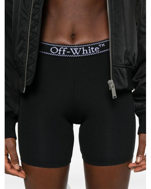 Off-White c/o Virgil Abloh Black Shorts mit Logo-Bund