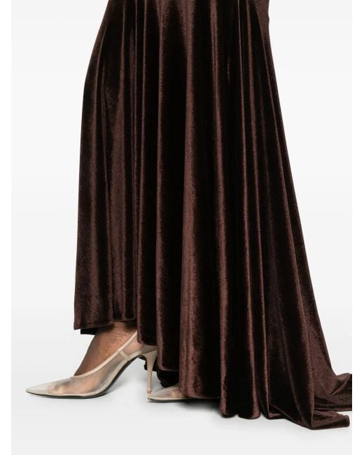 Atu Body Couture Brown Velvet-Finish Maxi Dress
