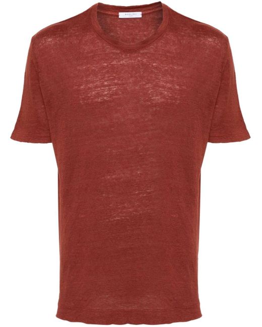 T-shirt en lin à col rond Boglioli pour homme en coloris Red