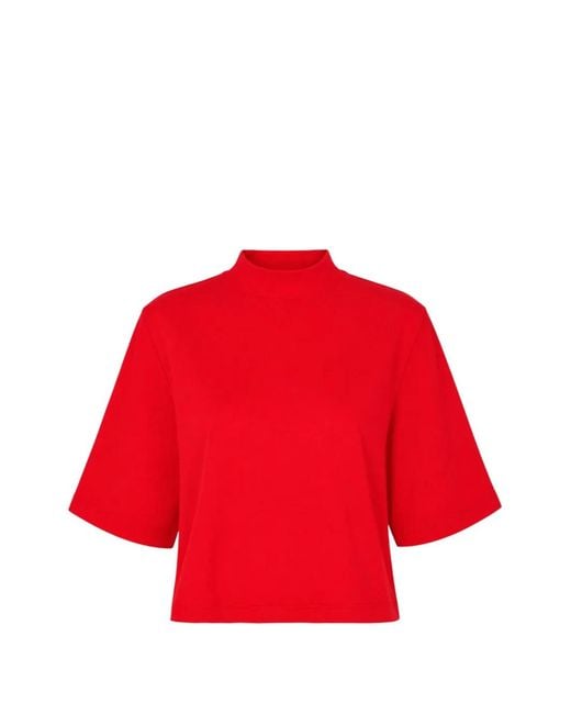 Club21 Collection Red Irene Mock-Neck T-Shirt