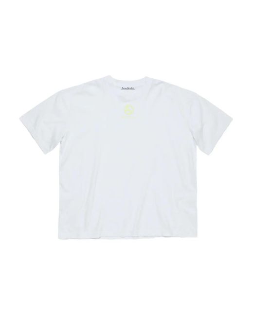 Acne White Logo-Embellished Organic-Cotton T-Shirt