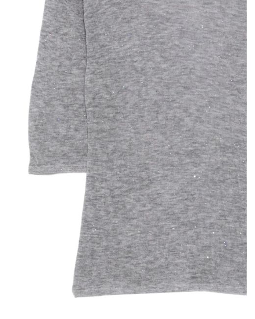 Seventy Gray Sparkle-Embellished Quarter-Sleeve Sweater