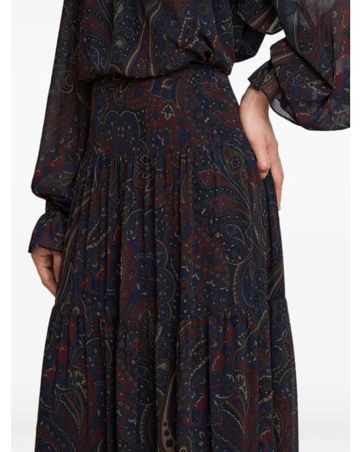 Ralph Lauren Black Pauldina Tiered Maxi Skirt