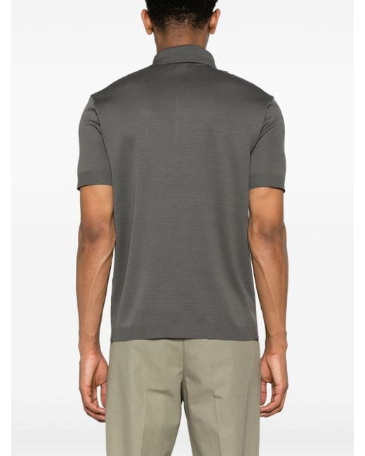 Herno Gray Button-up Cotton Polo Shirt for men