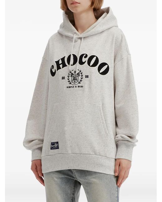 Chocoolate Gray Logo-Embroidered Hoodie