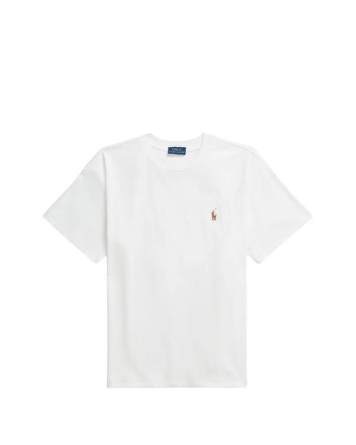 Polo Ralph Lauren White Logo-Embroidered T-Shirt