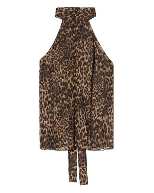 Nili Lotan Brown Neckholder-Top mit Leoparden-Print