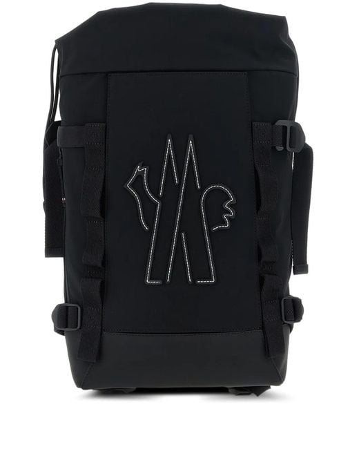 Moncler Black Logo-Embossed Drawstring Backpack for men
