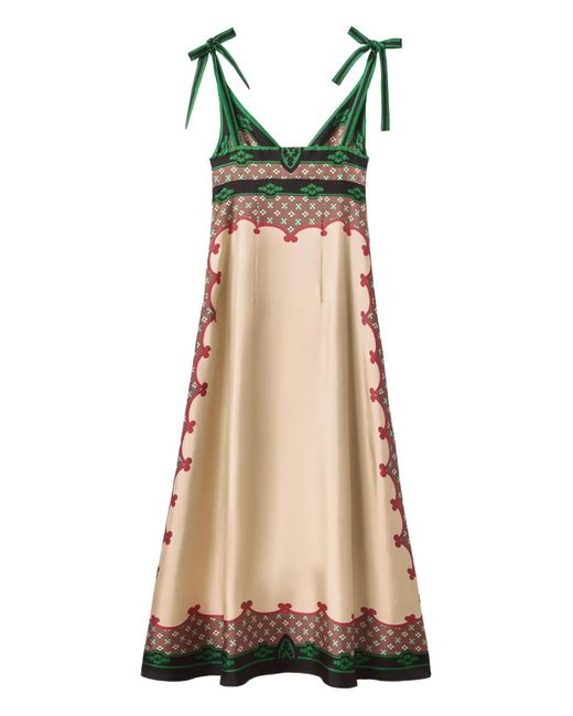LaDoubleJ Multicolor La Favorita Printed Silk-Twill Halterneck Maxi Dress
