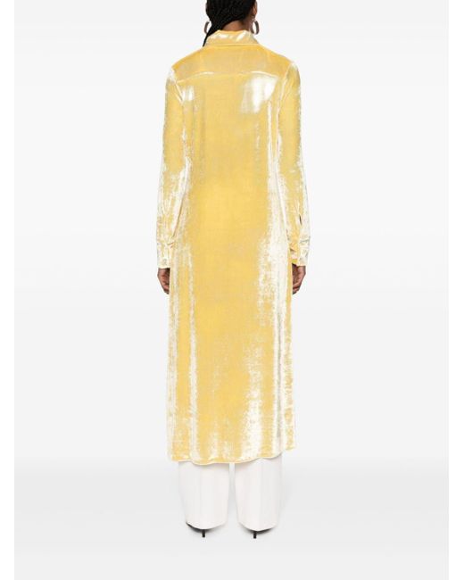Jil Sander Yellow Velvet Shirt Dress