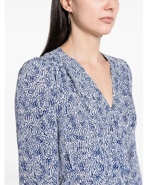 Isabel Marant Blue Eddy Abstract-Print Blouse
