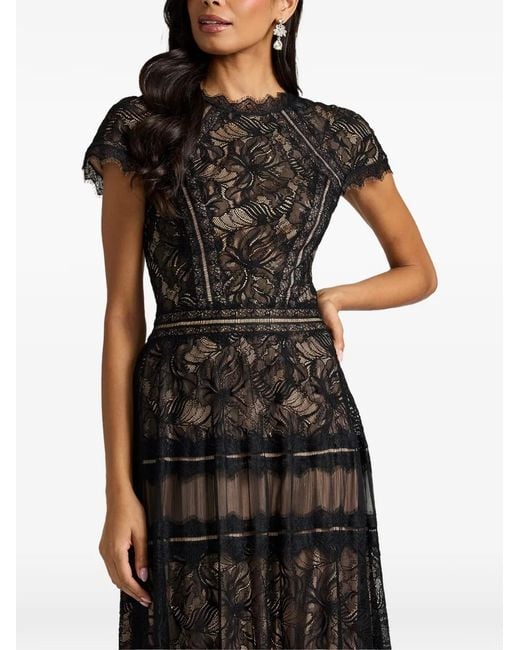 Tadashi Shoji Black Ahern Lace-Panelled Tiered Maxi Dress