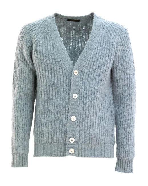 Cárdigan de canalé con cuello en v Zanone de hombre de color Blue
