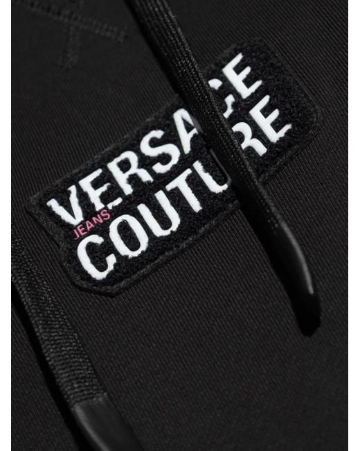 Versace Jeans Couture Black Logo-Patch Hoodie for men