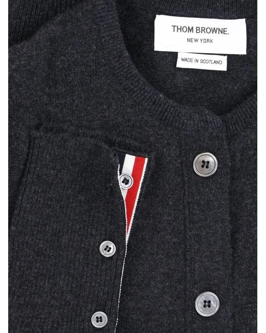 Thom Browne Black Classic Cashmere 4-Bar V-Neck Cardigan