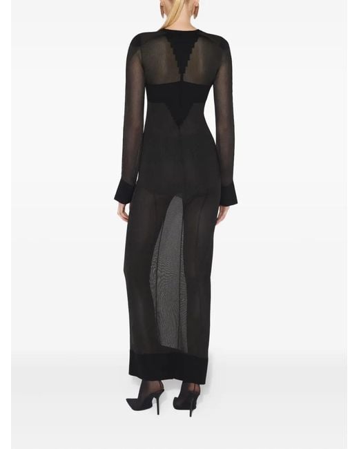 Jean Paul Gaultier Black Long-Sleeves Knitted Maxi Dress