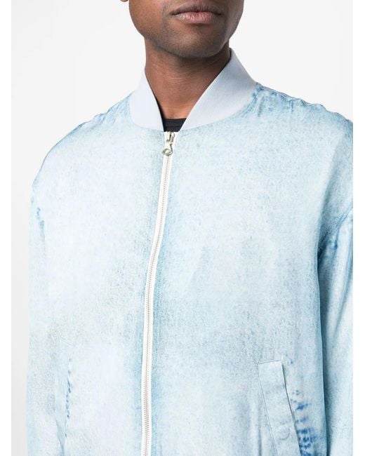 DIESEL Blue Band-Collar Bomber Jacket for men