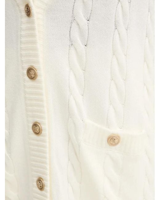 Guess White Cable-Knit Button Cardigan