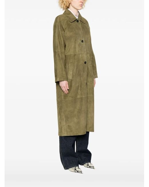 Arma Green Judy Button Suede Coat